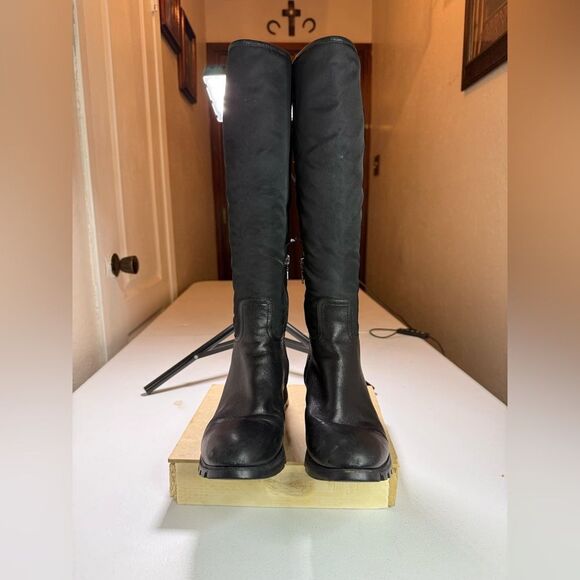 PRADA boots knee high 36.5 US 6.5 black leather nylon - Picture 2 of 16